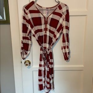 Thin flannel print dress